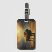 バッファローバイソンサンセットシルエット ラゲッジタグ (正面縦)