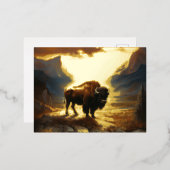 バッファローバイソンサンセットシルエット 箔シーズンポストカード (正面/裏面)