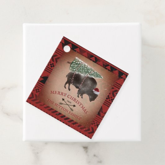 バッファローバイソンサンタメリークリスマスツリースノーファゴ フェイバータグ (インサイチュ)