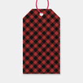 バッファローバイソンサンタメリークリスマスツリーレッドプレイド ギフトタグ (裏面)