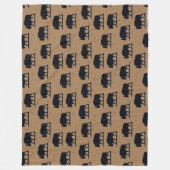 バッファローバイソンシルエット草原パターン フリースブランケット (正面)