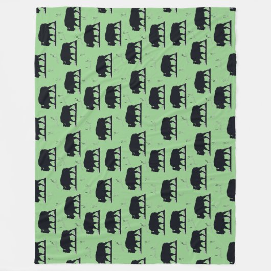 バッファローバイソンシルエット草原パターン フリースブランケット (正面)