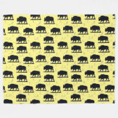 バッファローバイソンシルエット草原パターン フリースブランケット (正面(横))