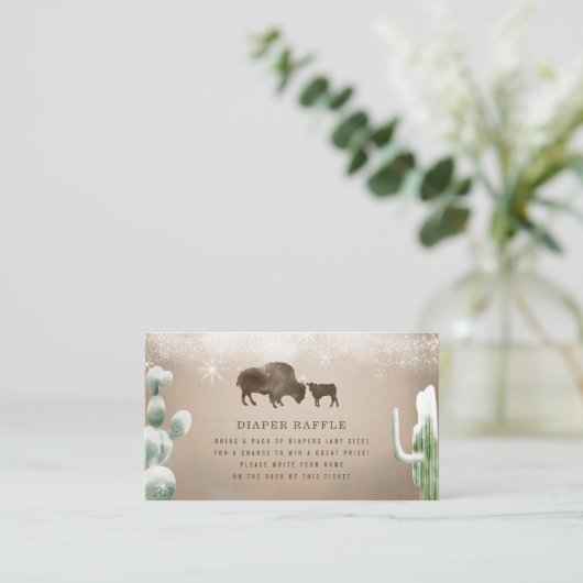 バッファローバイソンデザートカクティスノーベビーおむつラッフル エンクロージャーカード (スタンド正面)