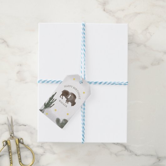 バッファローバイソンデザートランチカボスウェスタン誕生日 ギフトタグ (より糸付き)