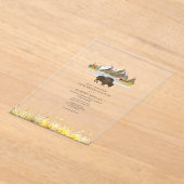 バッファローバイソン水彩山結婚々秋 アクリル招待状 (レイダウン)