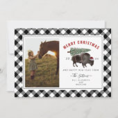 バッファローバイゾンプレイドメリークリスマスツリー写真 シーズンカード (正面)