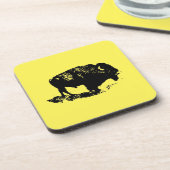 バッファローバイゾンリトグラフエレガントブラックイエロー コースター (左側)