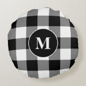 バッファローパターンモノグラムホリデーブラックアンドホワイト ラウンドクッション (裏面)