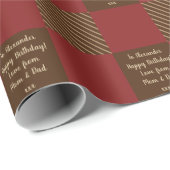 バッファローパーソナライズされたチェックブラウンハッピーバースデー ラッピングペーパー (ロールコーナー)