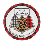 バッファローパーソナライズされたプレイドギンガムクリスマスツリー カッティングボード (正面)