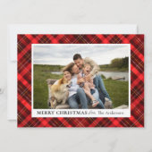 バッファローパーソナライズされたプレイドクリスマスファミリーの写真 シーズンカード (正面)