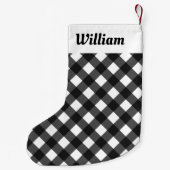 バッファローパーソナライズされたプレイドチェックパター素朴ン スモールクリスマスストッキング (裏面)