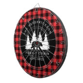 バッファローパーソナライズされたプレイドベアーフォレストキャビン ダーツボード (正面右)