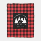 バッファローパーソナライズされたプレイドベアーフォレストキャビン フリースブランケット (正面)