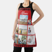 バッファローパーソナライズされたプレイド家族の写真コラージュ エプロン (インサイチュ)