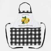 バッファローパーソナライズされたプレイド水彩レモンイエロー エプロン (正面)