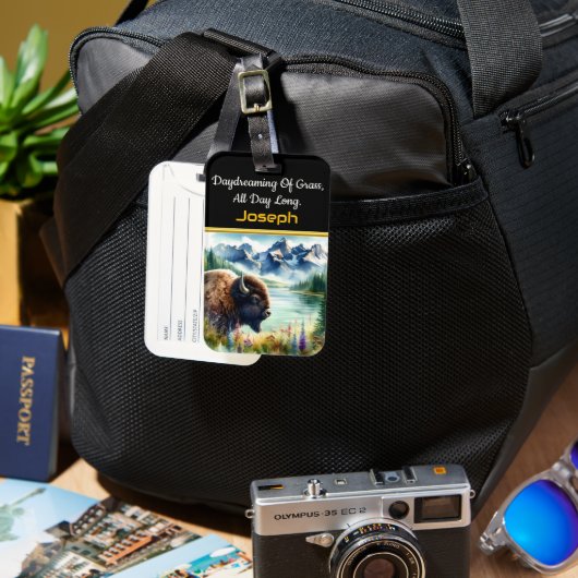 バッファロービソンで穏やかな景色を探索 ラゲッジタグ (正面&裏面)