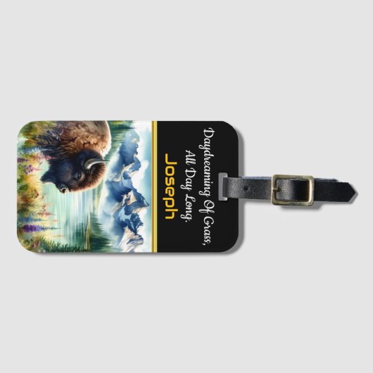 バッファロービソンで穏やかな景色を探索 ラゲッジタグ (正面横)