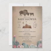 バッファロービソンデザートフローラガールベビーシャワー 招待状 (正面)