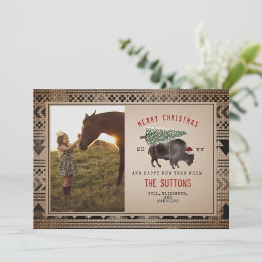 バッファロービゾン麻のクリスマスツリー写真 シーズンカード (スタンド正面)