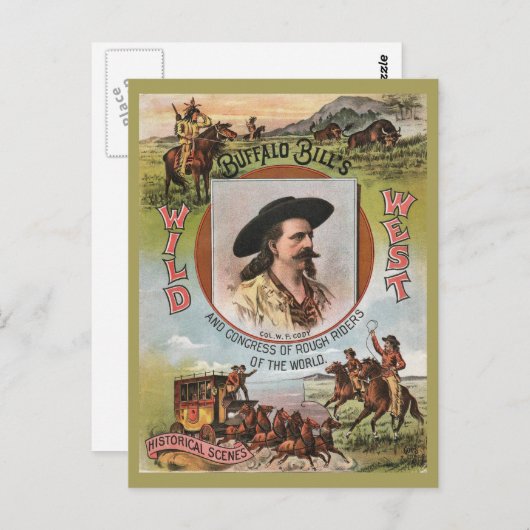 バッファロービルズワイルドウエストショー1893ヴィンテージレトロ広告 ポストカード (正面/裏面)