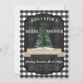 バッファローフランネルクリスマスベビーシャワー招待状 招待状 (正面)