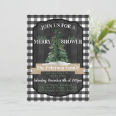 バッファローフランネルクリスマスベビーシャワー招待状 招待状 (スタンド正面)