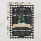 バッファローフランネルクリスマスベビーシャワー招待状 招待状 (正面/裏面)