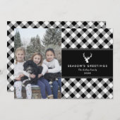 バッファローブラック&ホワイトプレイドフォトホリデーカード シーズンカード (正面/裏面)
