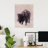 バッファローブリザードプリント ポスター (ホームオフィス)