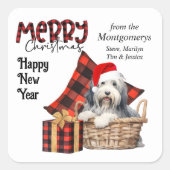 バッファロープライドひげのあるコリーパピーホリデー スクエアシール (正面)