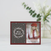 バッファロープライド写真クリスマス新年の民俗リース ポストカード (スタンド正面)