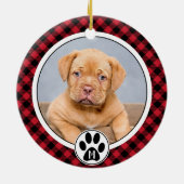 バッファロープライド写真モノグラムペットクリスマス セラミックオーナメント (裏面)