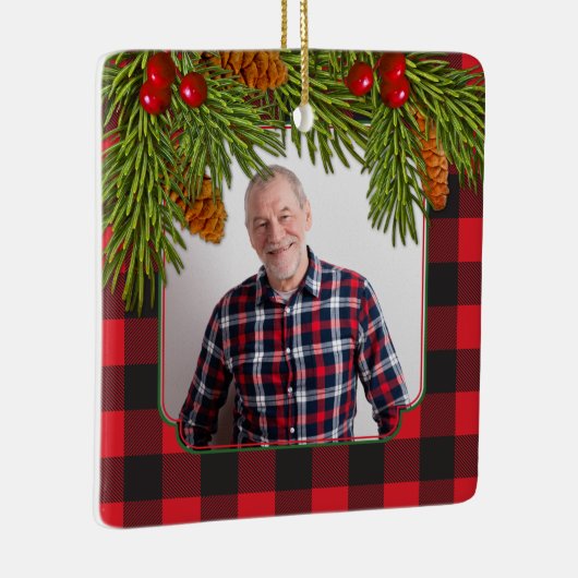 バッファロープライド松の枝メモリアル写真クリスマス セラミックオーナメント (右)