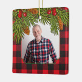 バッファロープライド松の枝メモリアル写真クリスマス セラミックオーナメント (左)