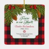 バッファロープライド松の枝メモリアル写真クリスマス セラミックオーナメント (裏面)