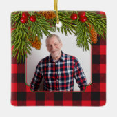 バッファロープライド松の枝メモリアル写真クリスマス セラミックオーナメント (正面)