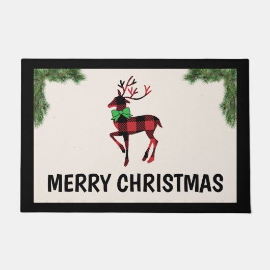 バッファロープライド鹿クリスマスドールマット ドアマット (正面)