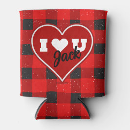 バッファロープラチェック柄クーラー I ♥ U I Love You 缶クーラー