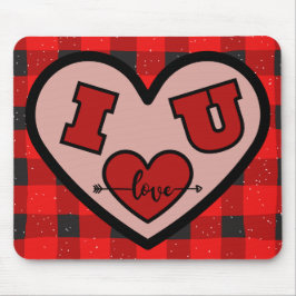 バッファロープラチェック マウスパッド I ♥ U I Love You
