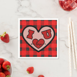 バッファロープラッドペーパーナプキン I ♥ U I Love You スタンダードカクテルナプキン
