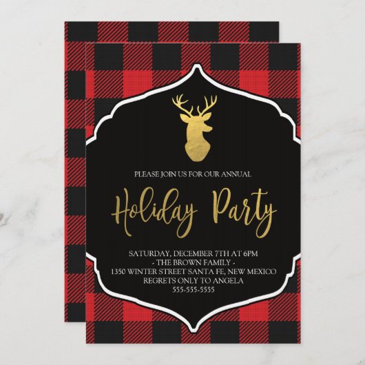 バッファロープリドホリデーパーティー招待状 招待状 (正面/裏面)