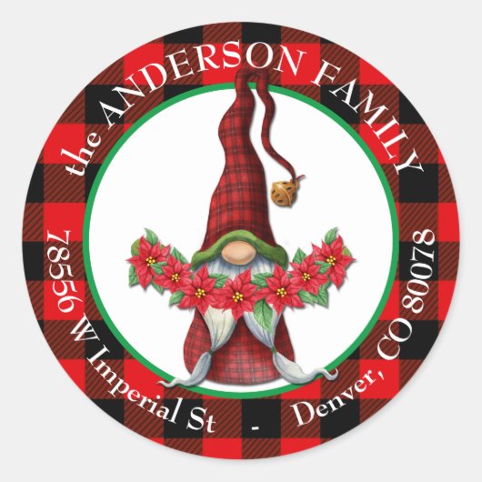 バッファロープリドポインセチア格言差出人住所 ラウンドシール (正面)