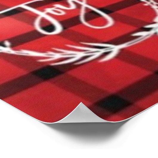 バッファロープレイドとクリスマス引用文 ポスター (角)