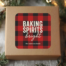 バッファロープレイドのクリスマスデザイン「Baking Spirits Bright」 スクエアシール