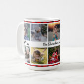 バッファロープレイドの家族の写真コラージュの家族の名前 コーヒーマグカップ (正面左)