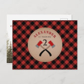 バッファロープレイドアックスウッドランドランバージャック誕生日 インビテーションポストカード (正面/裏面)