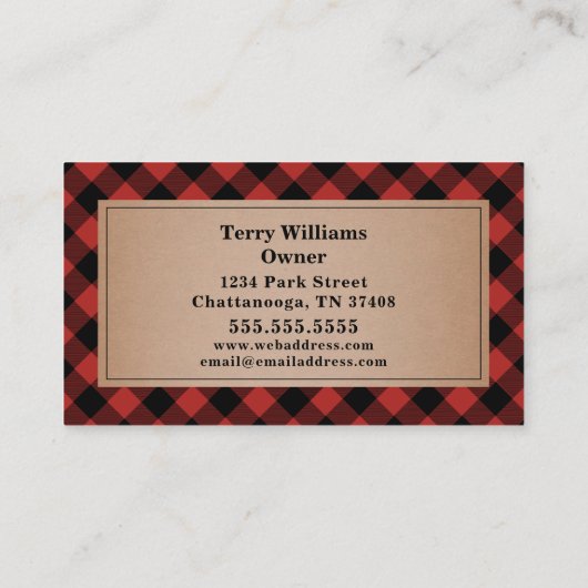 バッファロープレイドアックスホームステッドアウトドアリテール 名刺 (裏面)