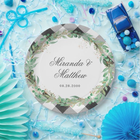 バッファロープレイドウィンターグリーンリース結婚ズ ペーパープレート (パーティー)
